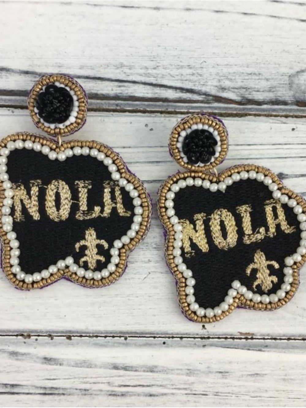 NOLA Black Beaded Statement Earrings